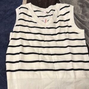 LuLaRoe Black and White Striped Sweater Vest